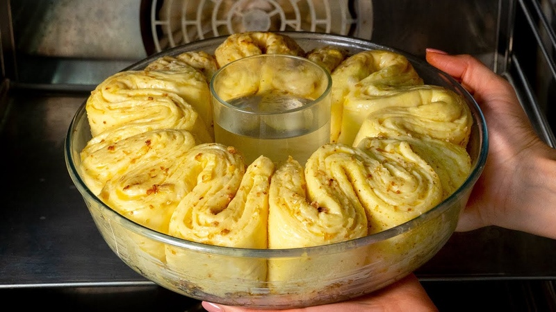 With homemade puff pastry Dessert with walnuts and a glass of