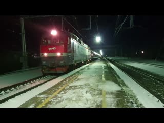 Электровоз ЧС7-070 отправление поезда 120 Москва-Саранск со станции Зубова Поляна