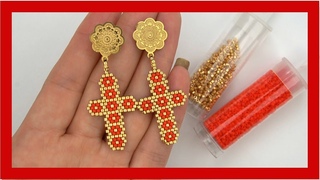 ARETES/ CRUZ CON FLORES /PEYOTE
