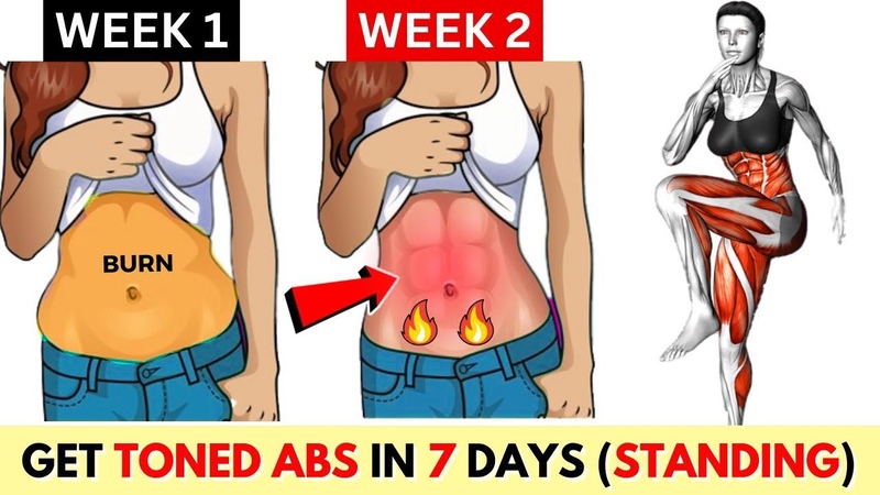5 Minute STANDING ABS Workout, Lose Your Fupa and Love Handles in 1
