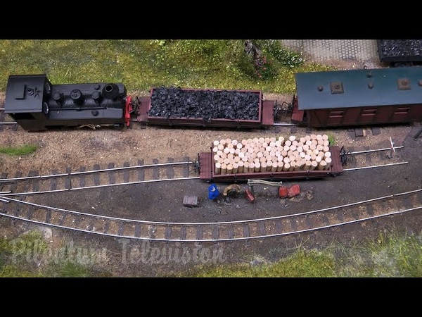 Micro Model Railway and Narrow Gauge Steam Trains in a Stone Quarry in HOn30