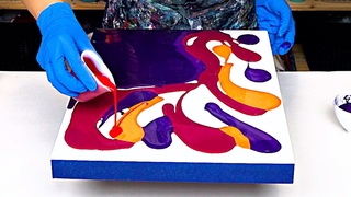 NEW TWIST  Purple & Gold Color Palette Acrylic Pouring Vibrant OVERFLOW ~Abstract Acrylic Painting