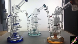 Bongs 13 Inches Big Glass Bong Double Recycler Water Bong Coil Perc Turbine Disc И Какие травы можно курить без эффектов