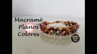 DIY Tutorial Macrame Nudo Plano con Cristal de Colores