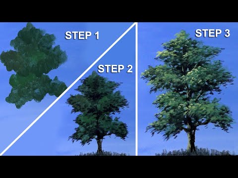 Easy and Basic Way on Painting a Tree in Acrylics for Beginners Step by Step using Flat