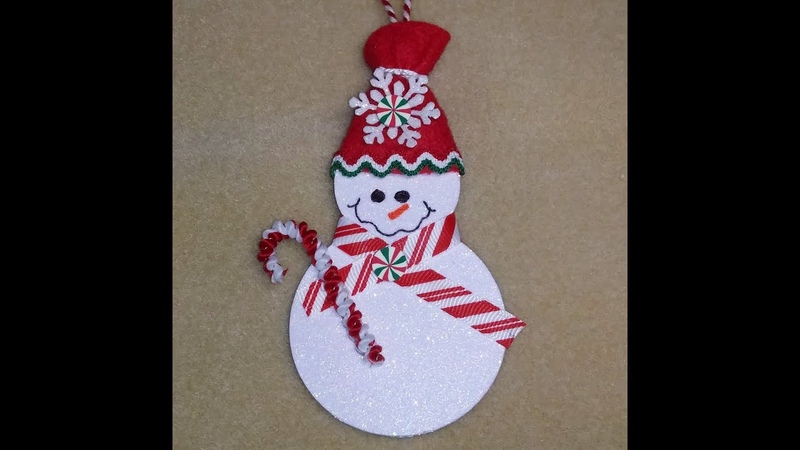 DIY Adorable Little Peppermint Snowman Ornament