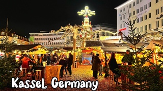 Christmas market walking tour in Kassel city, Germany 4K 60fps