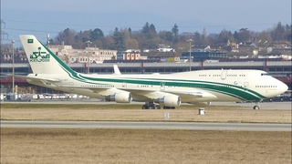 4K | Kingdom Boeing 747-400 HZ-WBT7 landing at Geneva/GVA/LSGG