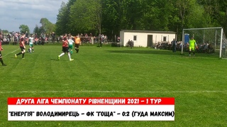 Енергія Володимирець - ФК Гоща. Фрагменти і голи. 1 тур. Друга ліга Чемпіонату Рівненщини 2021