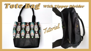 How To Make a Tote Bag With Zipper Divider | Cara Membuat Tote Bag Yang Simple | Tas Dengan Penyekat