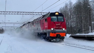 Хорошая скорость 2ТЭ25КМ-0540 с Беларуськалием. Строганово