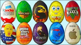 13 Surprise Eggs, Surprise ASMR GTA V Spongebob Mortal Kombat Disney Minecraft