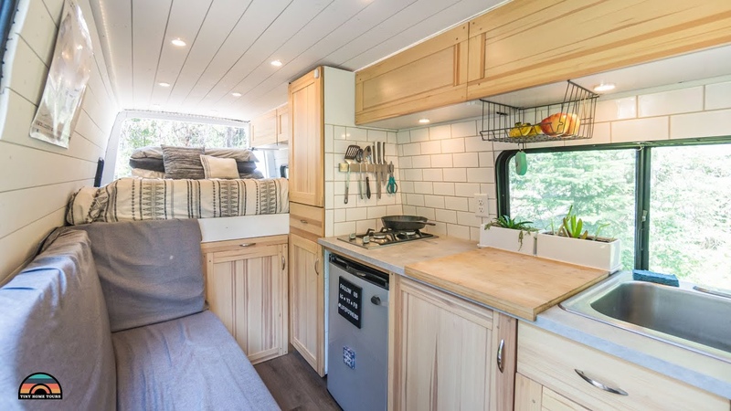 Gorgeous DIY Sprinter Camper Van 8k Interior Build Tiny