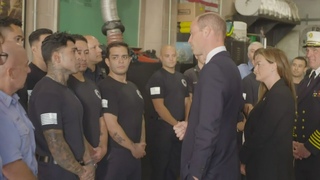 William meets New York firefighters at Ten House station