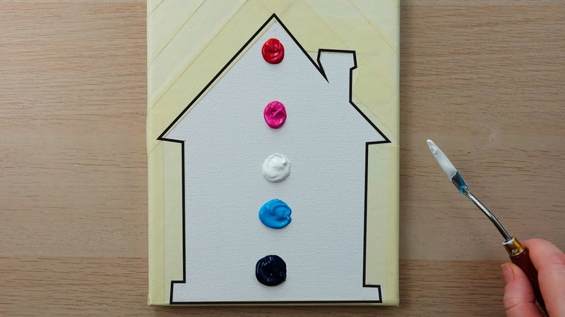 House, Double Exposure Acrylic Painting, Easy Masking Tape Satisfying, Daily challenge,