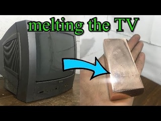 Casting of copper ingot.Архивация старого телевизора