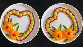 Beautiful Fruits Decoration /Gaye Holuds Fruits Decoration  /Orange, Grapes & Pomegranate Plate Art