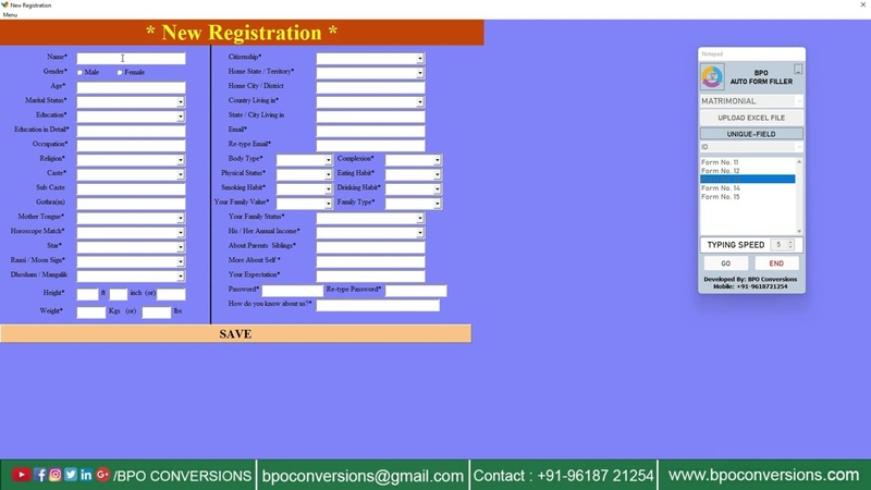 Matrimonial Form Filling Auto Typing Software Free