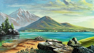 Mountain And Lake Painting | Beautiful Acrylic Landscape painting |Scenery Painting | Nature Art