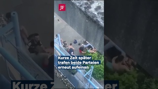 Gewaltexzess am helllichten Tag: Ein Dutzend Migranten gehen mit Macheten aufeinander los.
