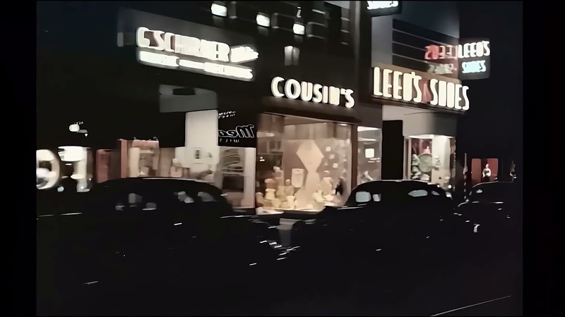Los Angeles at night 1940s in color 60fps, Remastered w, added