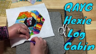 QAYG Hexagon Log Cabin Quilt Blocks and Baby Quilt