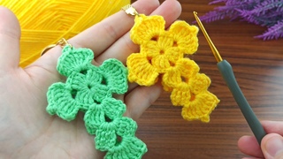 I made a crochet keychain in the shape of a cross, I think you will love it!#crochet