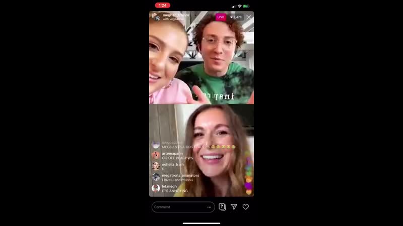Alexa Pena Vega, Daryl Sabara Meghan Trainor Instagram Live April 20,