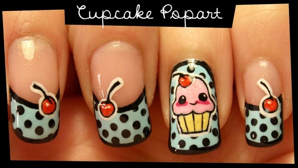 Cupcake Popart nail art (no