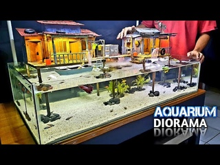 Create a Floating Village Diorama Aquarium for Small Fish - AQUARIUM DECORATIONS