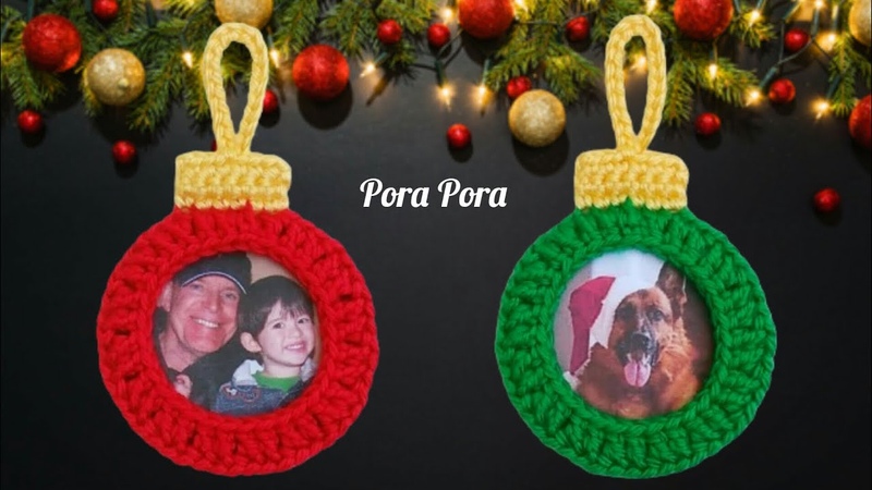 Crochet Photo Ornament I Crochet Christmas Decorations I Crochet Christmas