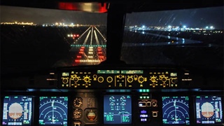 A320 Cockpit Night Landing LCLK-Cyprus Airways-Pilot's View -CYP7607 from Skiathos-2nd St Maarten
