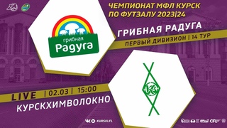 . 15-00 ГРИБНАЯ РАДУГА - КУРСКХИМВОЛОКНО. Чемпионат МФЛ Курск по футзалу 2023/24. 14 тур