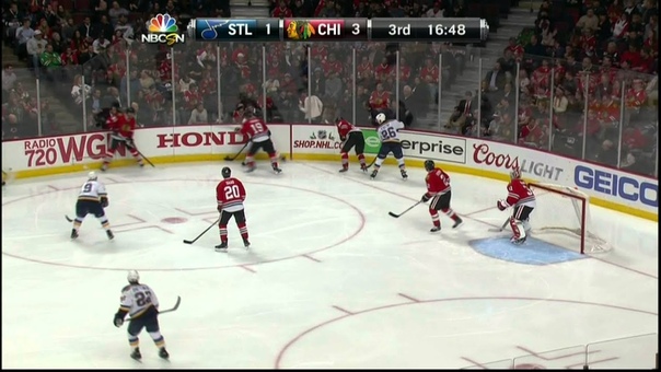 Patrick Kane wrist shot goal 3 1 St. Louis Blues vs Chicago Blackhawks Dec 3 2014