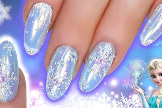SNOWFLAKE NAIL ART | ELSA FROZEN GLITTER CHROME BLUE NAILS | ULTIMATE BLING CHRISTMAS NAIL DESIGN