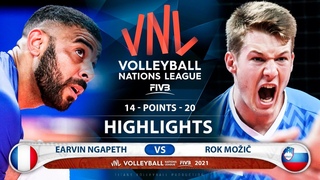 France vs Slovenia | VNL 2021 | Highlights | Earvin Ngapeth vs Rok Možič