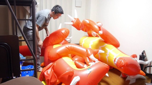 Inflatable two IW red dragons