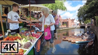 Norwich City, UK Walking Tour | Shopping, Pubs and a Cathedral | 4K 60fps 3D Sound
