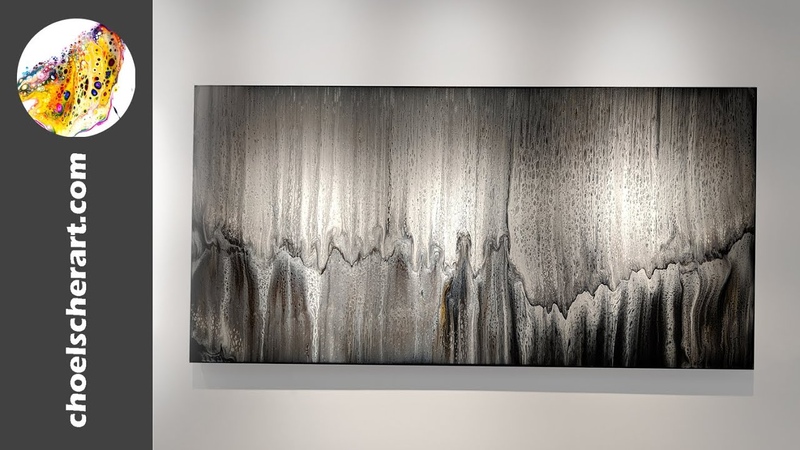 Acrylic Pour Painting PART 2 of 2 Swipe Technique Demonstration HUGE 24 x 48