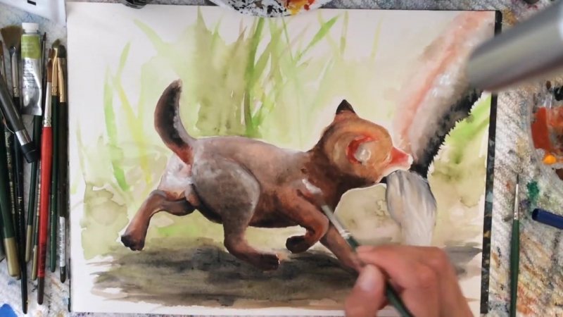 Watercolor Baby Fox