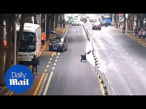 Dominoes Road guardrail knocked over by men