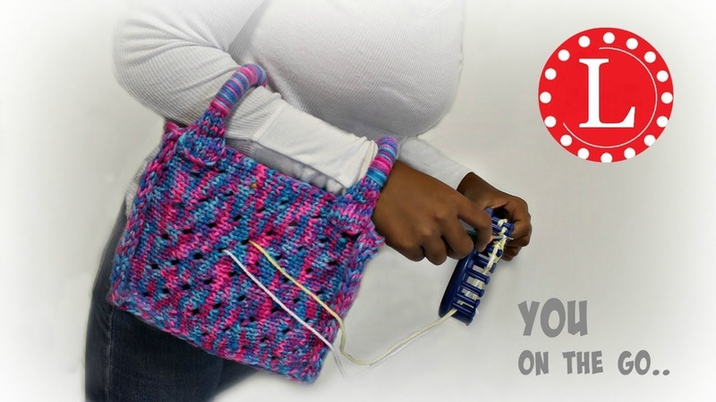Loom Knit Bag Purse Small Yarn Holder Tote Bag Pattern on Round Circular Loom ,