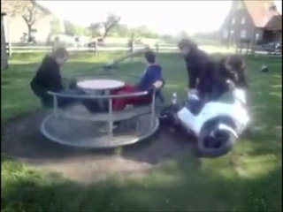 Dangerous caroussel stunt with scooter!! EPIC!!
