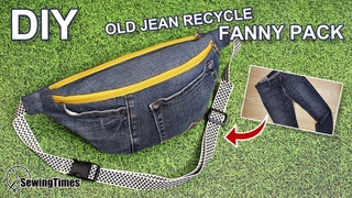 DIY Old Jeans Fanny Pack 슬링백 만들기 | Recycle old jeans to sling bag [sewingtimes]