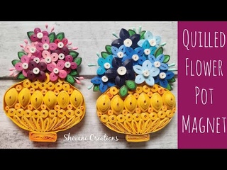 Quilled Flower Pot Fridge Magnet/ Paper Flowers