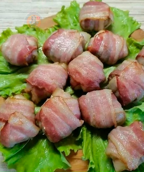 Закуска "Шампиньоны в беконе" Рецепт Бекон, Идеи для блюд, Закуски