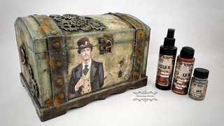 Decoupage # trunk for a man with a rust effect  #cadence # DIY tutorial...