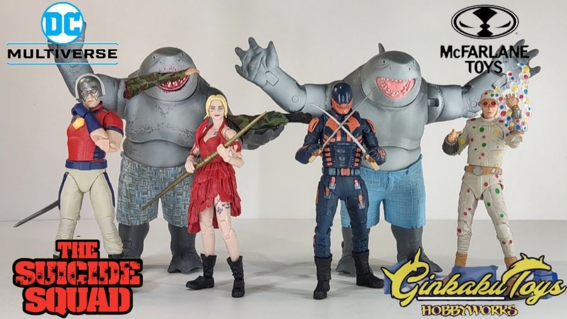 Mcfarlane King Shark WAVE Suicide Squad Harley Quinn Peacemaker Bloodsport Polka Dot DC