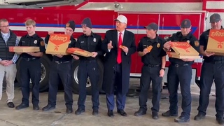 Donald Trump meets firefighters in Waukee after rally, eats pizza