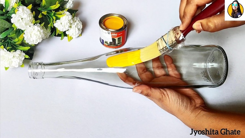 Very Beautiful Floral Bottle Art, Enamel Painting, DIY Home Decor Ideas, Easy Bottle Painting